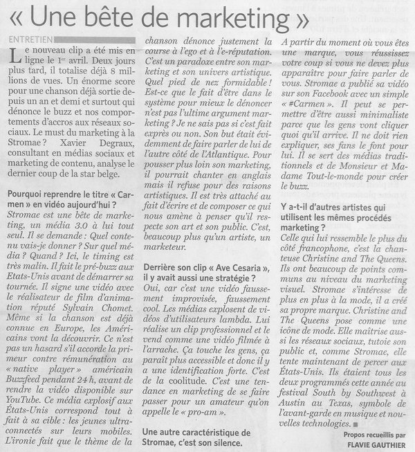 Stromae : « Une bête de marketing » (mon interview dans Le Soir)