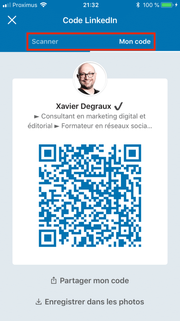Linkedin QR Code Xavier Degraux