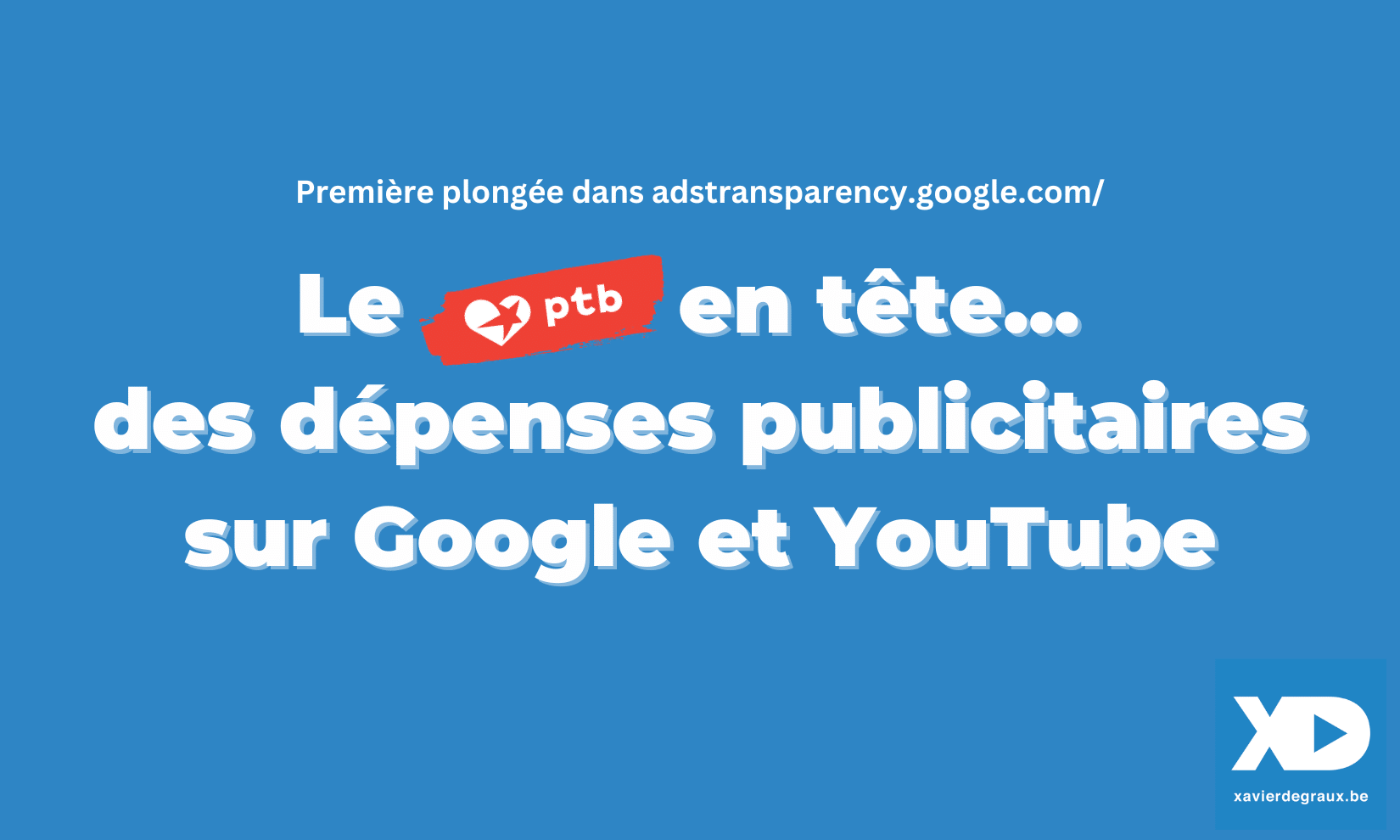 Le PTB en tête… des dépenses publicitaires sur Google et YouTube