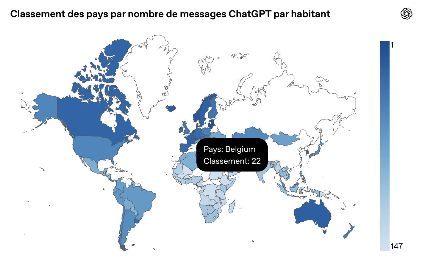 Usage de ChatGPT en Belgique : ce que montrent les données d’OpenAI (2024-2026)